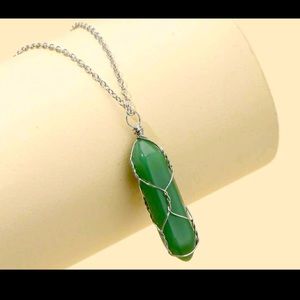 Green Adventurine Pendant with Silver chain